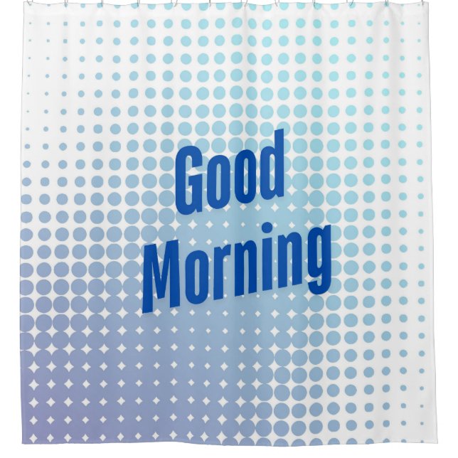 Cortina De Ducha Buenos días con puntos azules (Anverso)