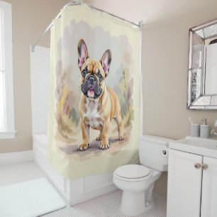 Cortina De Ducha Bulldog Francés Perro Frenchie Lindo Color Canela