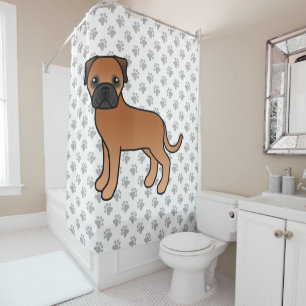 Cortina De Ducha Bullmastiff Rojo Perro De Dibujos Animados Lindo