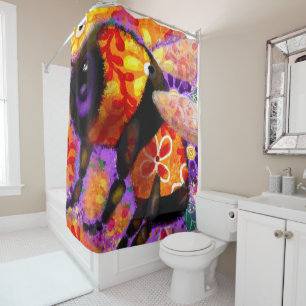 Cortina De Ducha Bumble Bumble Bee Floral Rojo amarillo morado