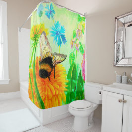 Cortina De Ducha Bumblebee en dandelion