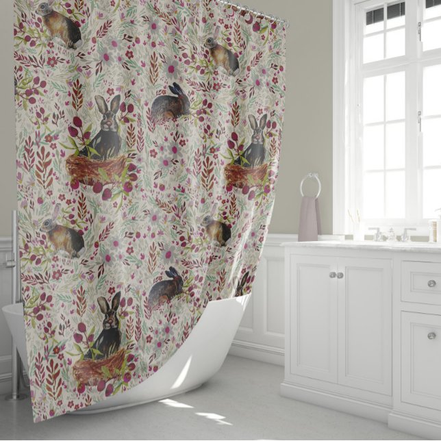 Cortina De Ducha Bunnies Berries Baskets Summer Meadows (Bunnies Berries Baskets Summer Meadows Shower Curtain by Jenn Steffen for Studio Posies.)