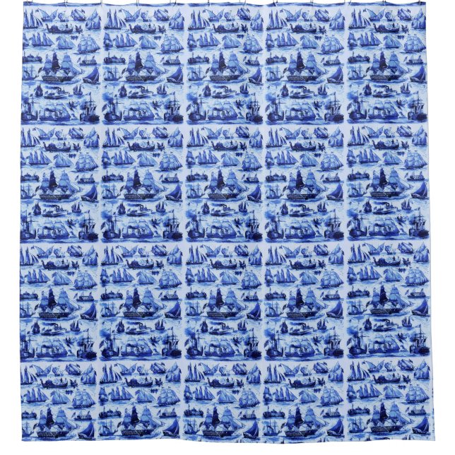 CORTINA DE DUCHA BUQUES DE VINTAJE, BUQUES DE DIVERSAS NACIONES (Anverso)