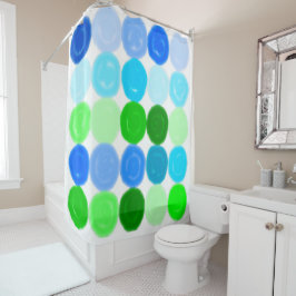 Cortina De Ducha Burbujas azul y verde