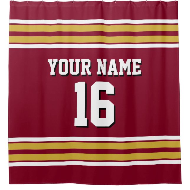 Cortina De Ducha Burgundy Gold White Stripes Sports Jersey (Anverso)