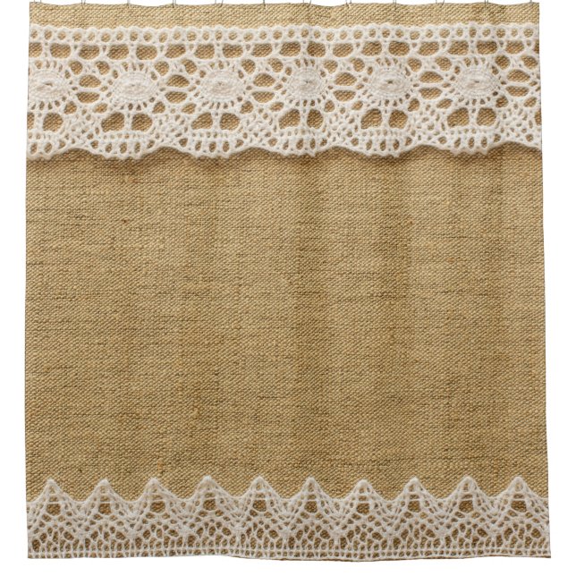 Cortina De Ducha Burlap con encaje (Anverso)