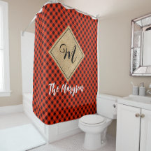 Burlap Monogramado de búfalo rojo ruso negro rubio