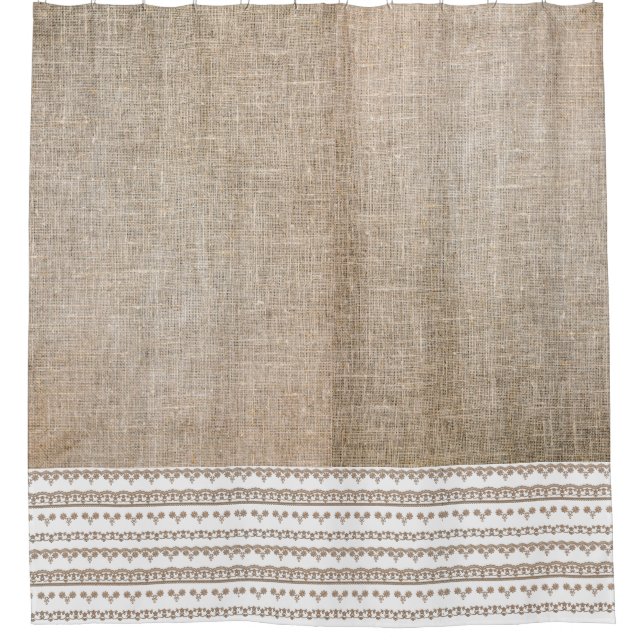 Cortina De Ducha Burlap y Trim (Anverso)