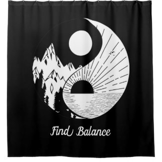 Cortina De Ducha Buscar equilibrio Zen Yin Yang blanco negro