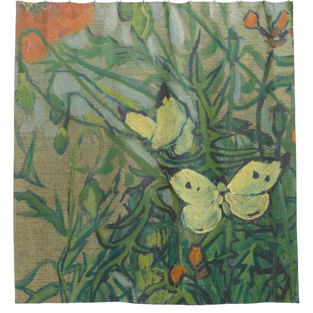 Cortina De Ducha Butterflies And Poppies By Vincent Van Gogh (Anverso)
