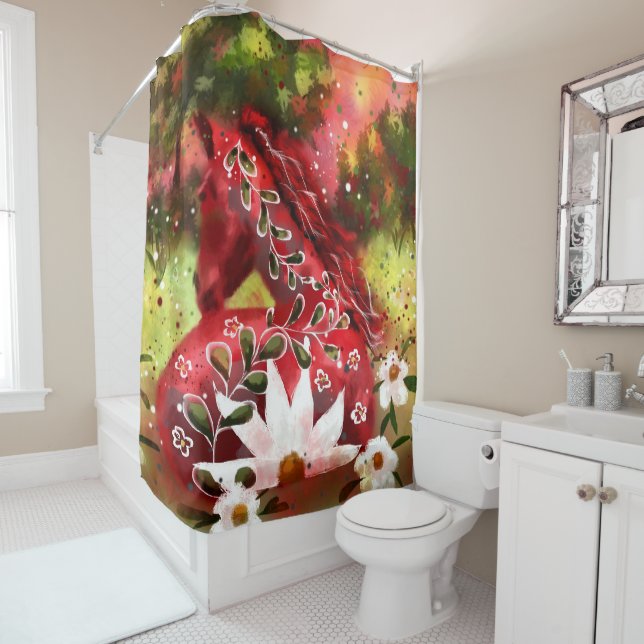 Cortina De Ducha Caballo de margarita caprichoso en el campo Resume (In situ)