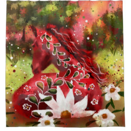 Cortina De Ducha Caballo de margarita caprichoso en el campo Resume