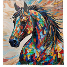 Caballo de mosaico de vidrio trenzado Multicolor 1