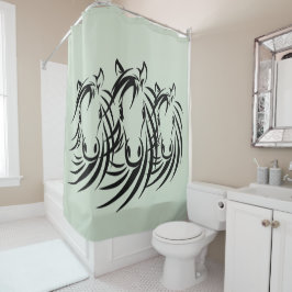 Cortina De Ducha Caballo negro de cabeza verde