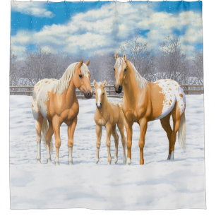 Cortina De Ducha Caballos Palomino Appaloosa En Pastor De Invierno