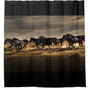 Cortina De Ducha Caballos salvajes que corren libremente