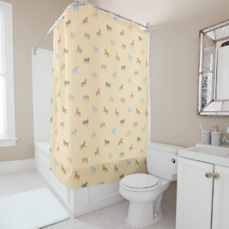 Cortina De Ducha Caballos Salvajes Western Pastel Cottagecore 