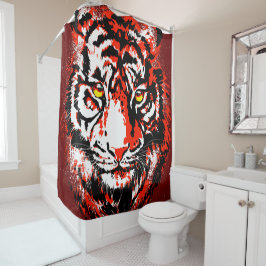 Cortina De Ducha Cabeza de tigre rojo