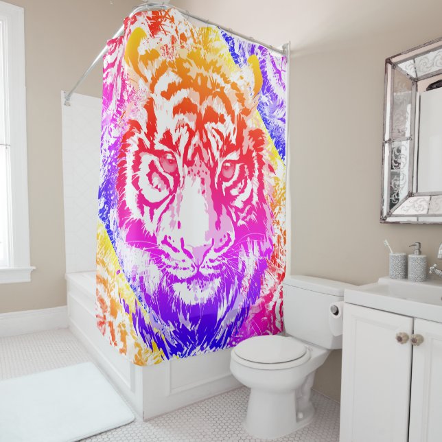 Cortina De Ducha Cabeza del tigre retro - Tigre (In situ)