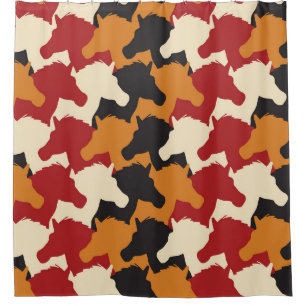 Cortina De Ducha Cabezas de unicornio de camuflaje, patrón de repet