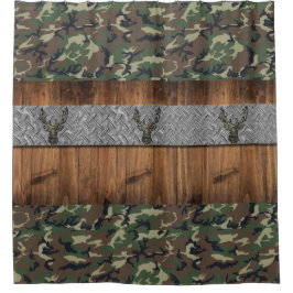 Cortina De Ducha Cabina de Deer Hunter en el baño de los Woods Camo