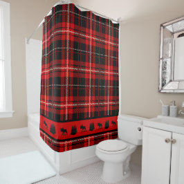 Cortina De Ducha Cabina Moose Rojo Tapado Negro