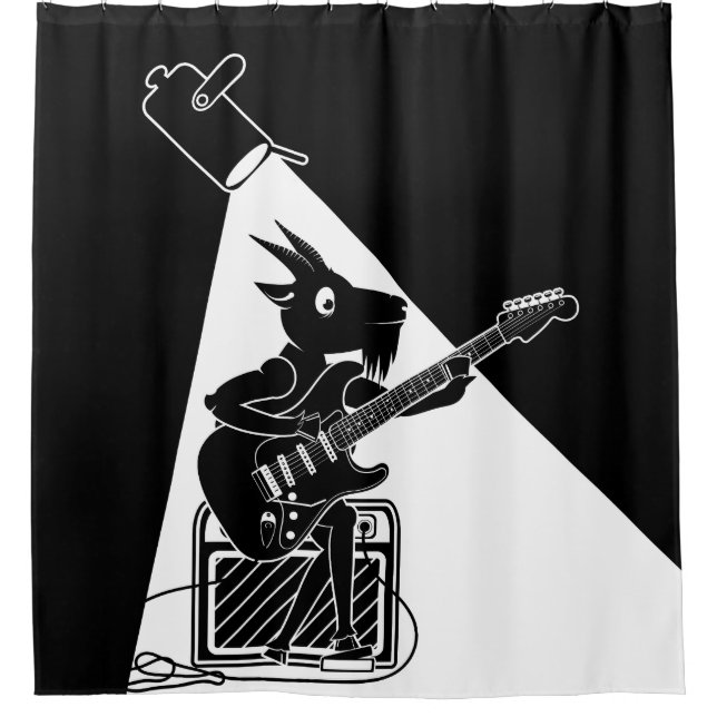 Cortina De Ducha Cabra tocando una guitarra eléctrica (Anverso)