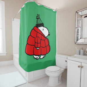 Cortina De Ducha Cacahuetes   Chaqueta Snoopy Red Puffer