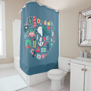Cortina De Ducha Cacahuetes   Snoopy Holiday Happiness Heart