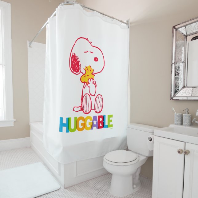 Cortina De Ducha Cacahuetes | Snoopy & Woodstock Huggable (In situ)