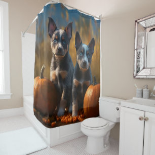 Cortina De Ducha Cachorro Blue Heeler Otoño Delicia Calabaza