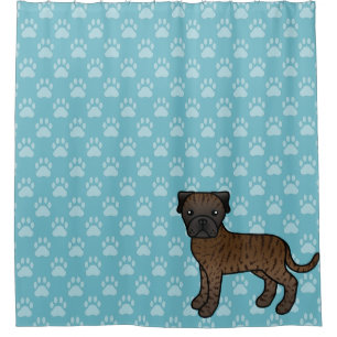 Cortina De Ducha Cachorro Bullmastiff atigrado de dibujos animados 