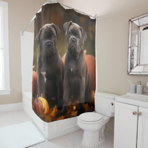 Cortina De Ducha Cachorro Cane Corso Otoño Delicia Calabaza