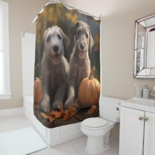 Cortina De Ducha Cachorro Lobero Otoño Delicia Calabaza