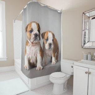 Cortina De Ducha Cachorros de Bulldog ingleses Bulldog de par en