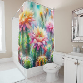 Cortina De Ducha Cacti Suculento de Flores de Agua