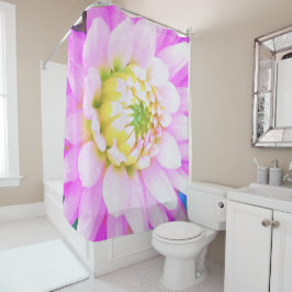 Cortina De Ducha Cactus rosados, blancos y amarillos Dahlia Macro