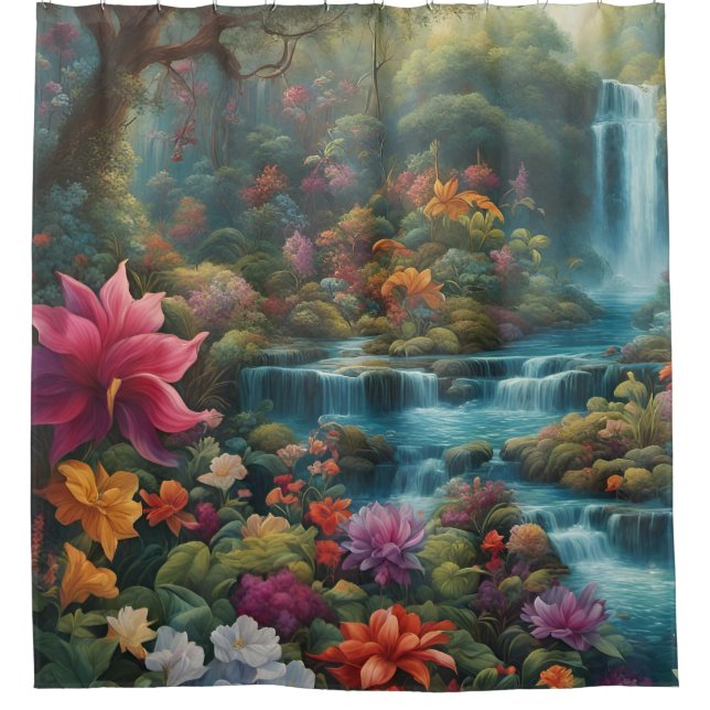 Cortina De Ducha "Cae el paraíso tropical" (Anverso)