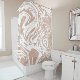 Cortina De Ducha Café Liquido Contemporáneo Beige Marble Swirls