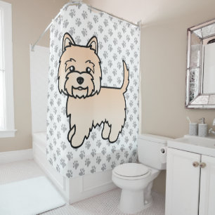 Cortina De Ducha Cairn Terrier crema perro de dibujos animados lind