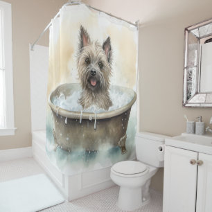 Cortina De Ducha Cairn Terrier En La Bañera Watercolor Perro Arte