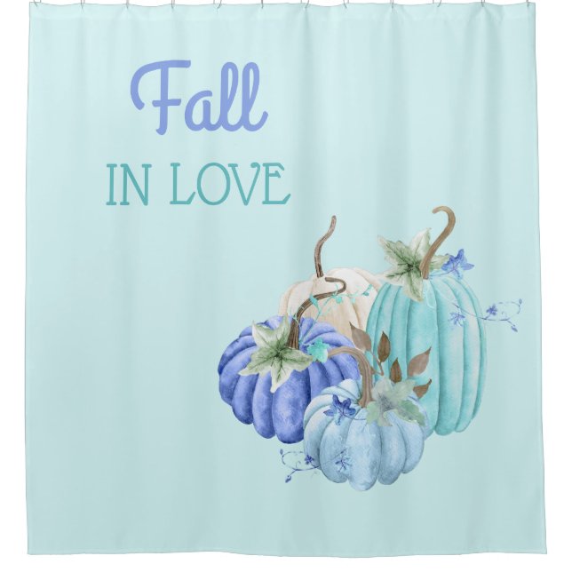 Cortina De Ducha Calabaza azul turquesa Otoño (Anverso)