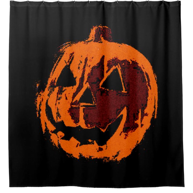 Cortina De Ducha Calabaza de Halloween - estilo grunge + tus ideas (Anverso)
