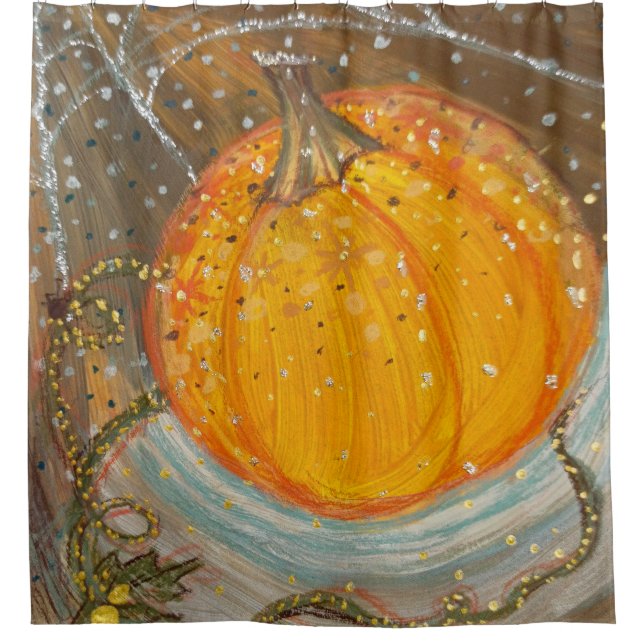Cortina De Ducha calabaza de halloween otoño (Anverso)