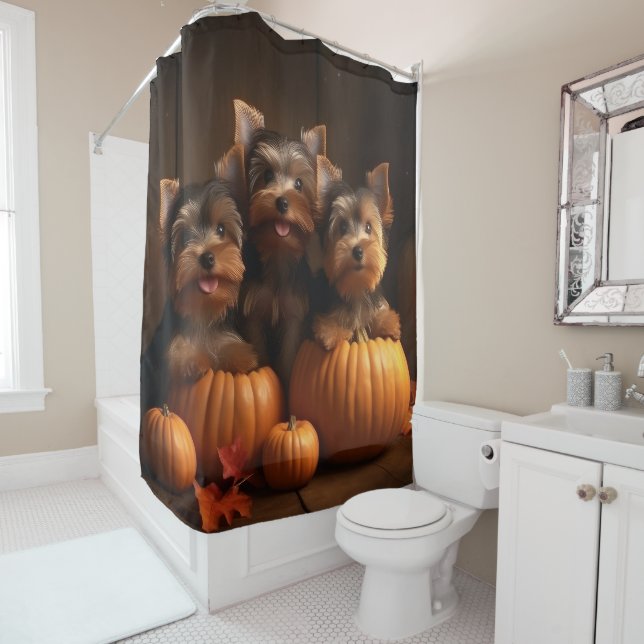 Cortina De Ducha Calabaza deslumbrante de Yorkshire Terrier Puppy A (In situ)