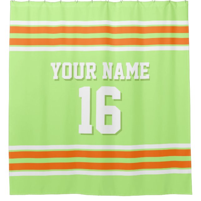 Cortina De Ducha Calabaza Naranja franjas blancas Jersey deportivo (Anverso)