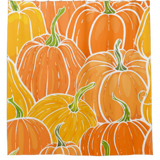Cortina De Ducha Calabaza personalizado, lindo patrón otoño.