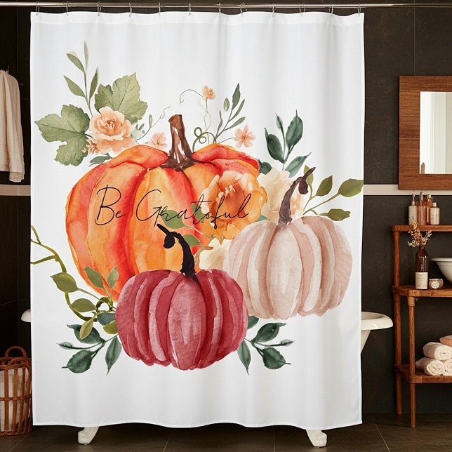 Cortina De Ducha Calabazas acuarelas con texto personalizado (Subido por el creador)