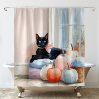 Calabazas pasadas de moda pastel otoñal gato negro