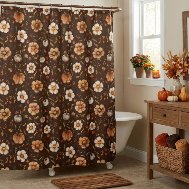 Cortina De Ducha Calabazas y flores de otoño  (Subido por el creador)